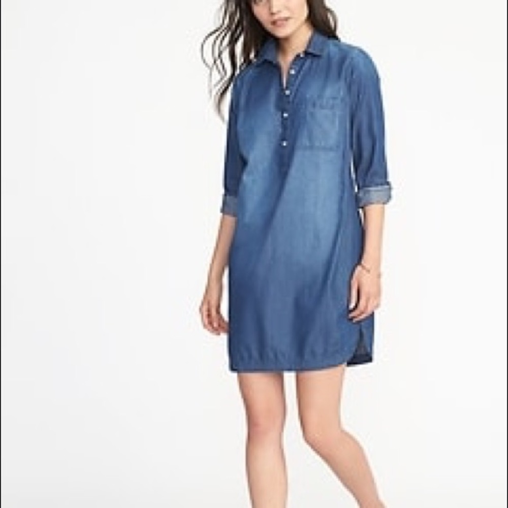 Gap Women’s Denim Jean Long Sleeve Pocket Dress